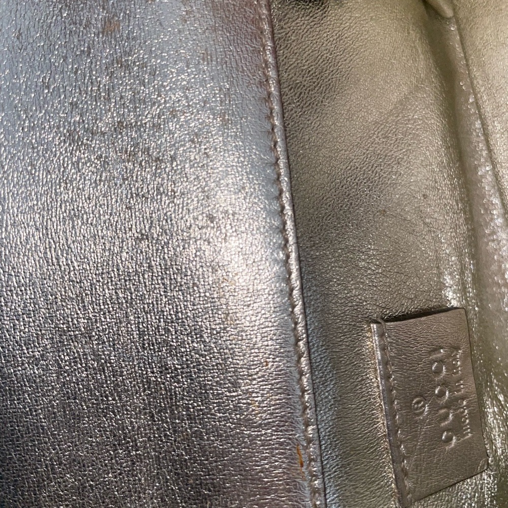 Authentic Gucci Metallic Silver gold Buckle Clutch long Wallet - Picture 5 of 12